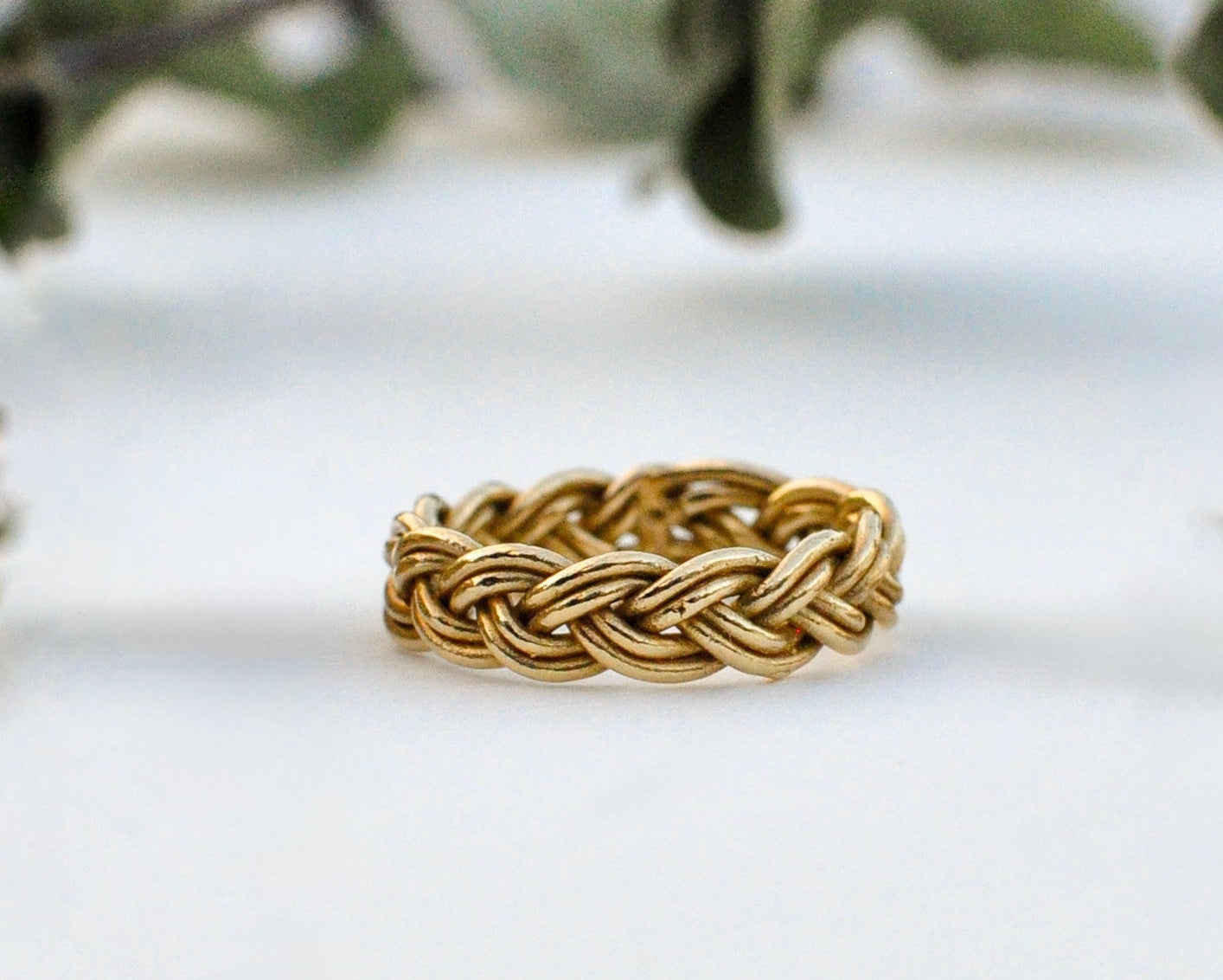 Braided Ring in gold vermeil with handwoven braided band design by Kefi
